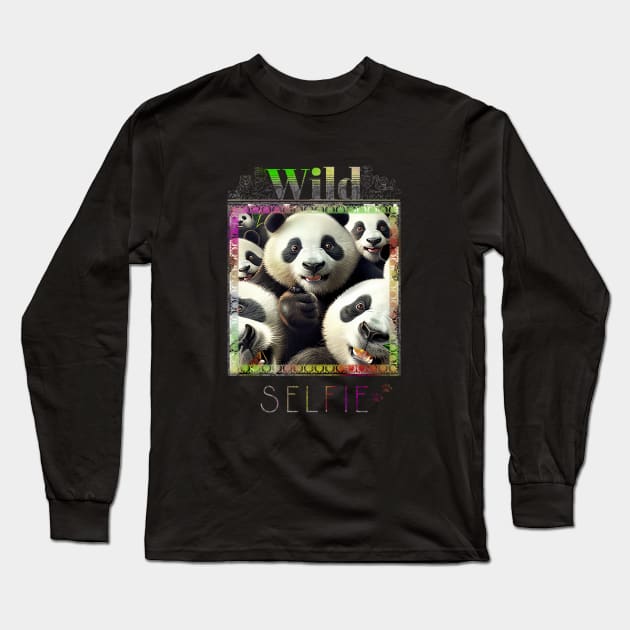 Panda Bear Wild Nature Funny Happy Humor Photo Selfie Long Sleeve T-Shirt by Cubebox